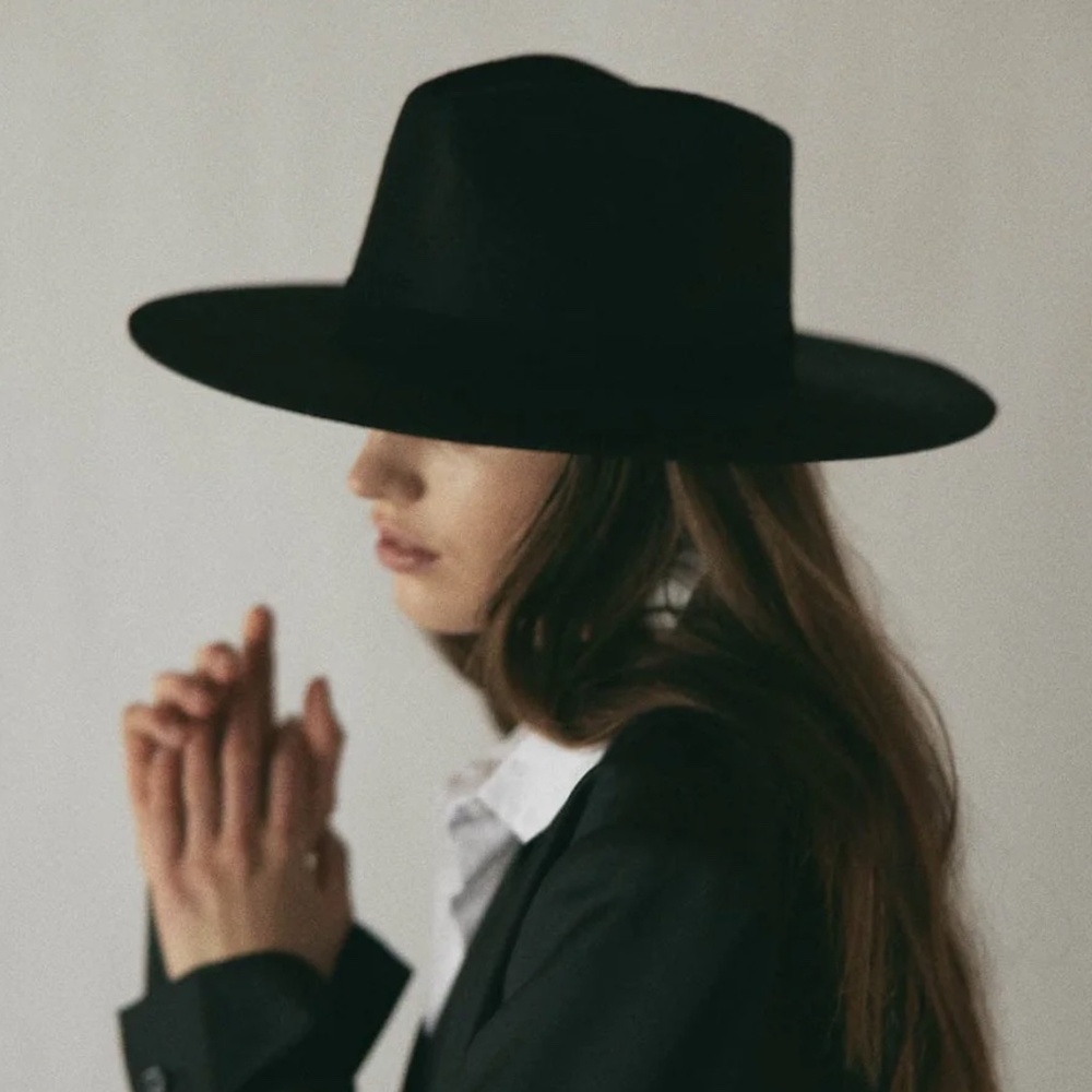 Janessa Leone Women's  Korin Black Hat Wool Fedora Hat - Worn Once - Picture 6 of 7
